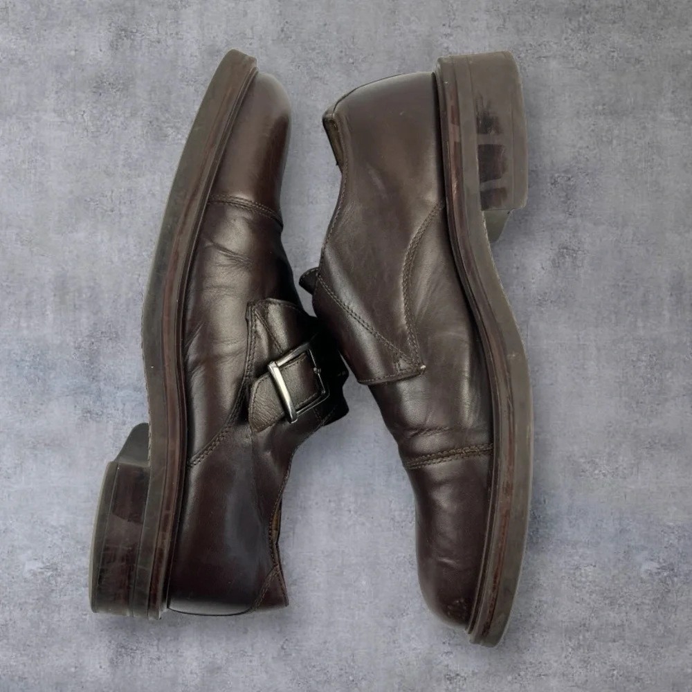 GH Bass & Co Brown Leather Monk Strap Oxford Shoes Sz: 11M - Picture 4 of 10